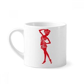 Dıythinker 170 ml Beyaz Kırmızı Dolgun Güzel Kız Mini Kahve Seramik Kupa