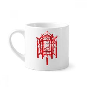 Dıythinker 170 ml Beyaz Kırmızı Fener Çin Kağıt Kesme Mini Kahve Seramik Kupa