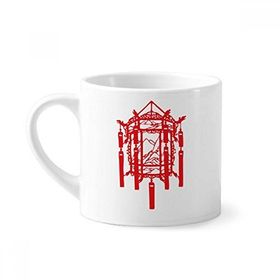 Dıythinker 170 ml Beyaz Kırmızı Fener Çin Kağıt Kesme Mini Kahve Seramik Kupa