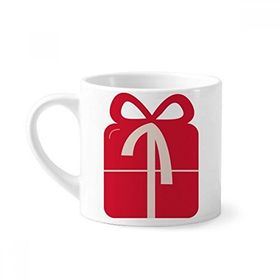 Dıythinker 170 ml Beyaz Kırmızı Festival Mini Kahve Seramik Kupa