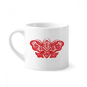 Dıythinker 170 ml Beyaz Kırmızı Geleneksel Çin Kağıt Kesme Mini Kahve Seramik Kupa