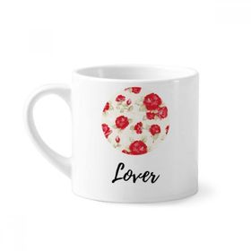Dıythinker 170 ml Beyaz Kırmızı Gül Çizim Sanatı Bitki Mini Kahve Seramik Kupa
