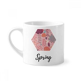 Dıythinker 170 ml Beyaz Kırmızı İplik Çiçek Bitki Boyası Mini Kahve Seramik Kupa