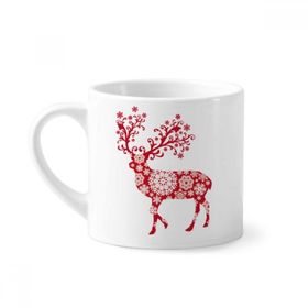 Dıythinker 170 ml Beyaz Kırmızı Kar Tanesi Geyik Mini Kahve Seramik Kupa