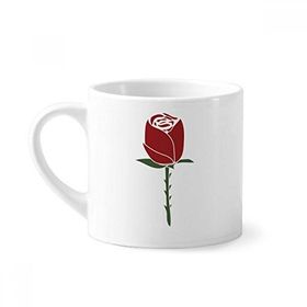 Dıythinker 170 ml Beyaz Kırmızı Karanfil Çiçek Bitki Desenli Mini Kahve Seramik Kupa
