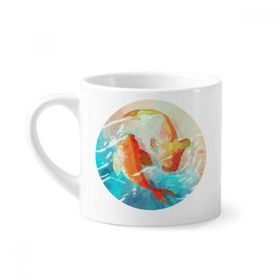 Dıythinker 170 ml Beyaz Kırmızı Koi Balıkları Suluboya Japon Tarzı Mini Kahve Seramik Kupa