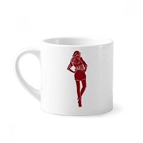 Dıythinker 170 ml Beyaz Kırmızı Moda Güzellik Kadın Mini Kahve Seramik Kupa
