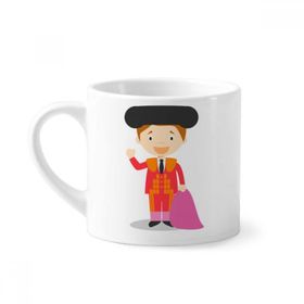 Dıythinker 170 ml Beyaz Kırmızı Mor Torero Çizgi Film Mini Kahve Seramik Kupa
