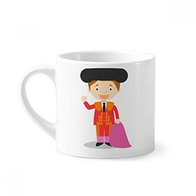 Dıythinker 170 ml Beyaz Kırmızı Mor Torero Çizgi Film Mini Kahve Seramik Kupa