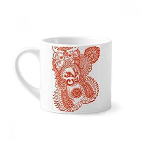 Dıythinker 170 ml Beyaz Kırmızı Opera Maskesi Kağıt Kesim Desenli Mini Kahve Seramik Kupa