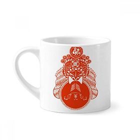 Dıythinker 170 ml Beyaz Kırmızı Pekin Operası Maskesi Ay Kağıt Kesim Mini Kahve Seramik Kupa