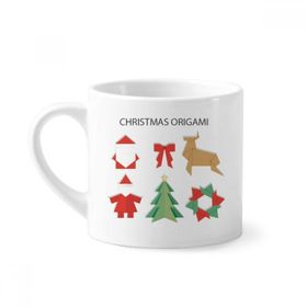 Dıythinker 170 ml Beyaz Kırmızı Soyut Noel Origami Desenli Mini Kahve Seramik Kupa