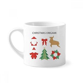 Dıythinker 170 ml Beyaz Kırmızı Soyut Noel Origami Desenli Mini Kahve Seramik Kupa