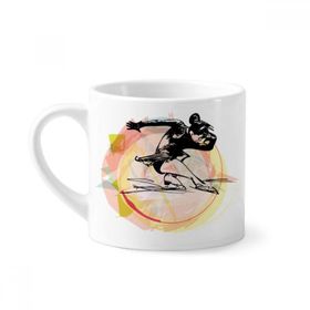 Dıythinker 170 ml Beyaz Kış Spor Figür Paten Suluboya İllüstrasyon Mini Kahve Seramik Kupa