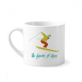 Dıythinker 170 ml Beyaz Kış Spor Kayak Tahtası Kayak İllüstrasyon Mini Kahve Seramik Kupa