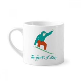 Dıythinker 170 ml Beyaz Kış Spor Kayak Tahtası Kayak İllüstrasyon Mini Kahve Seramik Kupa