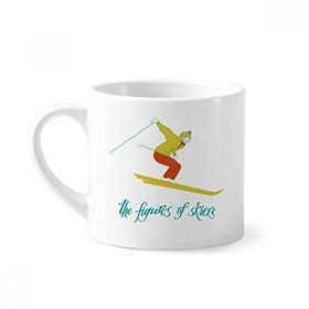 Dıythinker 170 ml Beyaz Kış Spor Kayak Tahtası Kayak İllüstrasyon Mini Kahve Seramik Kupa