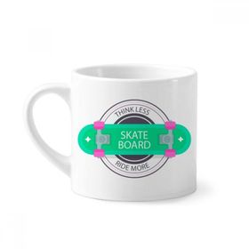 Dıythinker 170 ml Beyaz Kış Spor Kaykay Çizgi Film Desenli Mini Kahve Seramik Kupa