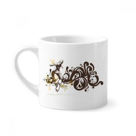 Dıythinker 170 ml Beyaz Kış Sporları Kayak Çiçek Desenli Mini Kahve Seramik Kupa