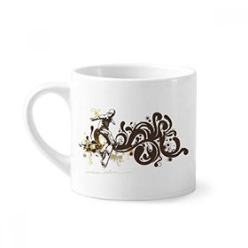 Dıythinker 170 ml Beyaz Kış Sporları Kayak Çiçek Desenli Mini Kahve Seramik Kupa
