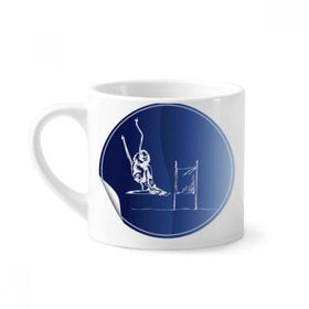 Dıythinker 170 ml Beyaz Kış Sporları Kayak Desenli Mini Kahve Seramik Kupa