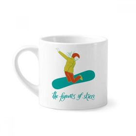 Dıythinker 170 ml Beyaz Kış Sporları Kayak Tahtası İllüstrasyon Mini Kahve Seramik Kupa