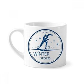 Dıythinker 170 ml Beyaz Kış Sporları Kayak Takım ve Bot Desenli Mini Kahve Seramik Kupa