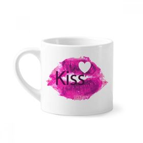 Dıythinker 170 ml Beyaz Kiss Love Sevgililer Günü Pembe Dudak Mini Kahve Seramik Kupa