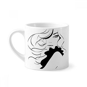 Dıythinker 170 ml Beyaz Kız Uzun Saçlı Bayan Silüeti Mini Kahve Seramik Kupa