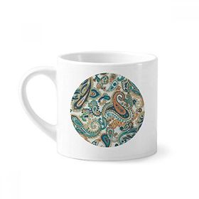 Dıythinker 170 ml Beyaz Klasik Mavi Turuncu Soyut Balık Desenli Mini Kahve Seramik Kupa