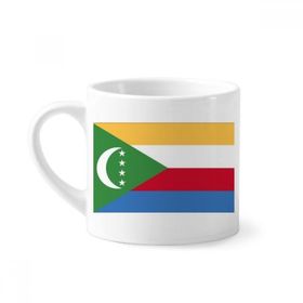 Dıythinker 170 ml Beyaz Komor Ulusal Bayrak Afrika Ülke Mini Kahve Seramik Kupa