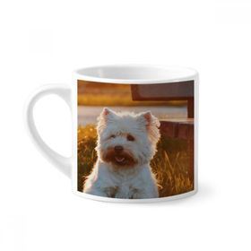 Dıythinker 170 ml Beyaz Köpek Beyaz Hayvan Yalnız Gece Mini Kahve Seramik Kupa