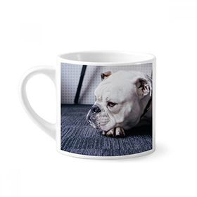Dıythinker 170 ml Beyaz Köpek Evcil Hayvan Hayvan Gri Resim Mini Kahve Seramik Kupa