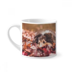 Dıythinker 170 ml Beyaz Köpek Evcil Hayvan Yaprağı Fotoğraf Mini Kahve Seramik Kupa