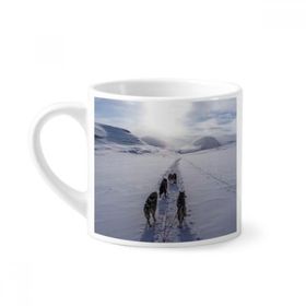 Dıythinker 170 ml Beyaz Köpek Hayvan Kar Husky Resim Mini Kahve Seramik Kupa