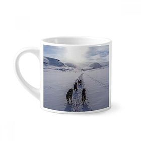 Dıythinker 170 ml Beyaz Köpek Hayvan Kar Husky Resim Mini Kahve Seramik Kupa