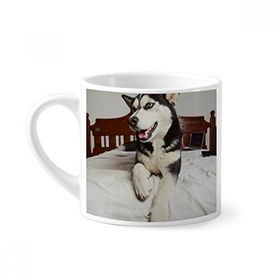Dıythinker 170 ml Beyaz Köpek Hayvan Oda Husky Resim Mini Kahve Seramik Kupa