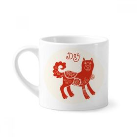 Dıythinker 170 ml Beyaz Köpek Yılı Hayvan Çin Zodyak Kırmızı Mini Kahve Seramik Kupa
