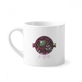 Dıythinker 170 ml Beyaz Koyu Çiçek Bitki Boyası Mini Kahve Seramik Kupa