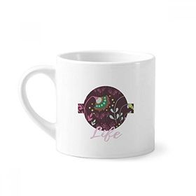 Dıythinker 170 ml Beyaz Koyu Çiçek Bitki Boyası Mini Kahve Seramik Kupa