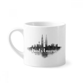 Dıythinker 170 ml Beyaz Kuala Lumpur Malezya Simgesi Mürekkep Şehir Mini Kahve Seramik Kupa