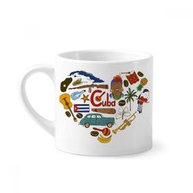 Dıythinker 170 ml Beyaz Küba Aşk Kalp Landscap Ulusal Bayrak Mini Kahve Seramik Kupa