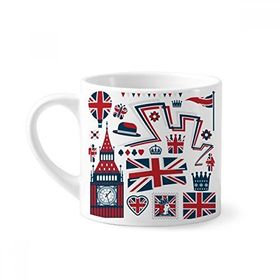 Dıythinker 170 ml Beyaz Kulesi Big Ben Ballon Asker İngiltere Simgesi Bayrağı Mini Kahve Seramik Kupa
