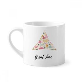 Dıythinker 170 ml Beyaz Kuş Yaprakları Çiçek Bitki Boyası Mini Kahve Seramik Kupa