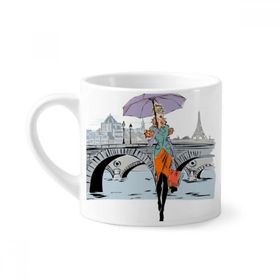Dıythinker 170 ml Beyaz Lady River Bridge Fransa Mark Mini Kahve Seramik Kupa