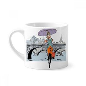 Dıythinker 170 ml Beyaz Lady River Bridge Fransa Mark Mini Kahve Seramik Kupa