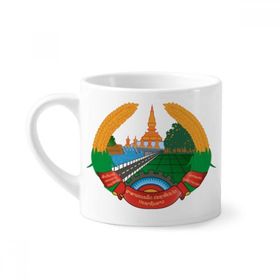 Dıythinker 170 ml Beyaz Laos Asya Ulusal Amblem Mini Kahve Seramik Kupa