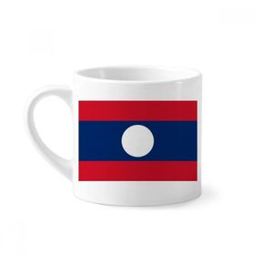 Dıythinker 170 ml Beyaz Laos Ulusal Bayrağı Asya Ülke Mini Kahve Seramik Kupa