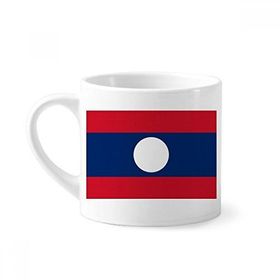 Dıythinker 170 ml Beyaz Laos Ulusal Bayrağı Asya Ülke Mini Kahve Seramik Kupa