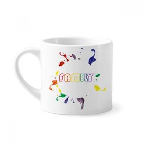 Dıythinker 170 ml Beyaz LGBT Gökkuşağı Bayrağı Aile Mini Kahve Seramik Kupa